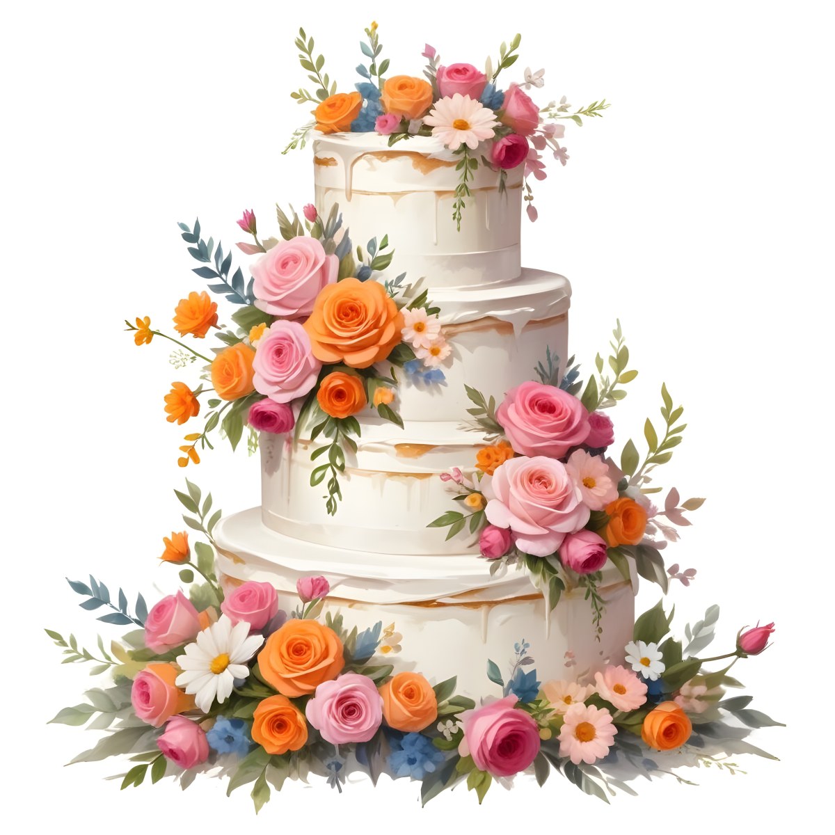 A Beautiful Multi Tiered Wedding Cake Decorated With An Assortment Of Pink Flowers Including Roses And Other Floral Elements 75 D205