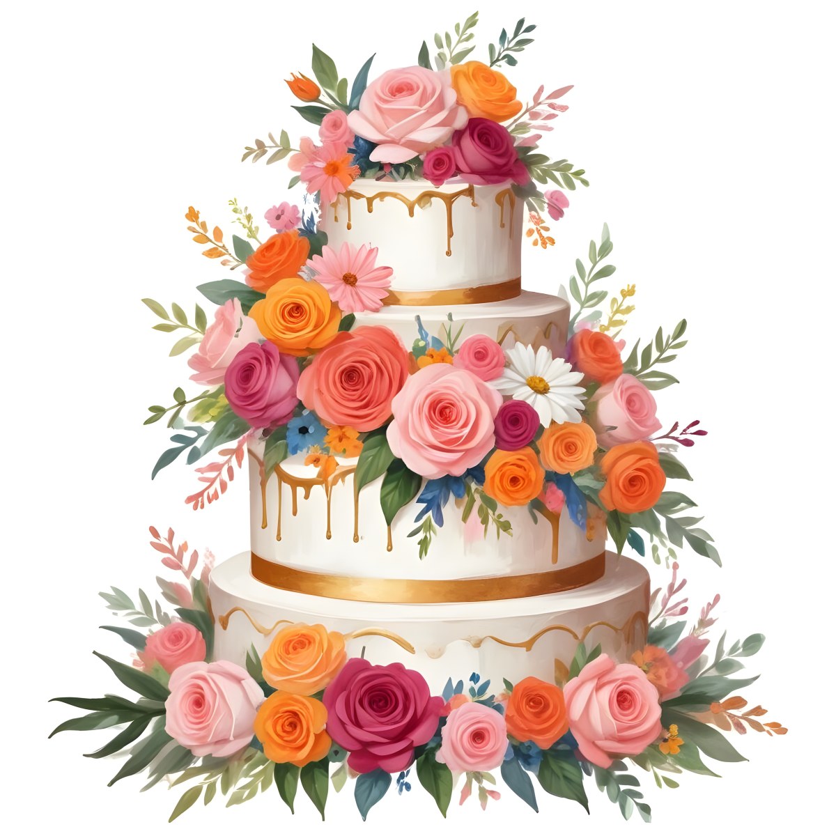 A Beautiful Multi Tiered Wedding Cake Decorated With An Assortment Of Pink Flowers Including Roses And Other Floral Elements 8 A779