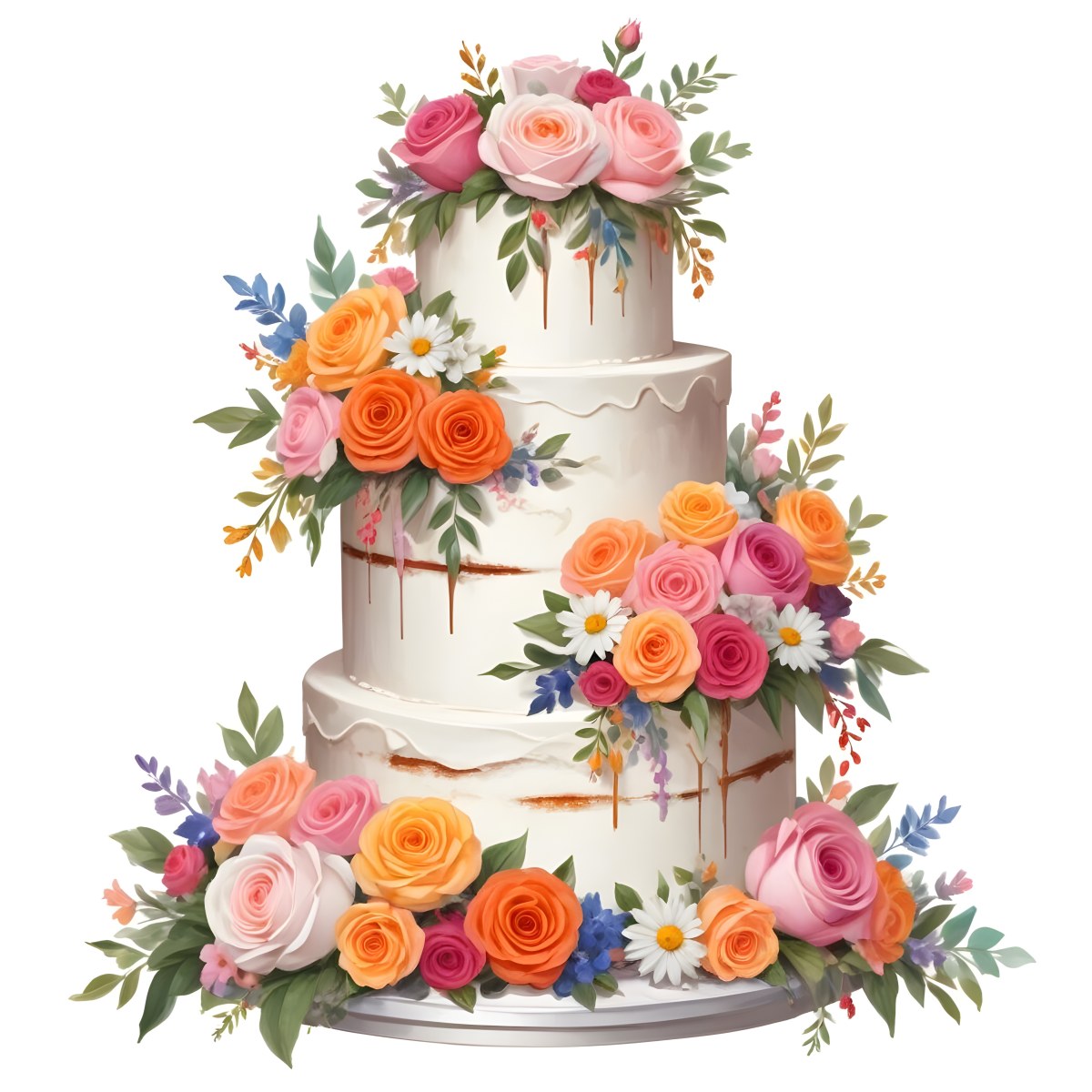 A Beautiful Multi Tiered Wedding Cake Decorated With An Assortment Of Pink Flowers Including Roses And Other Floral Elements 80 A4c5