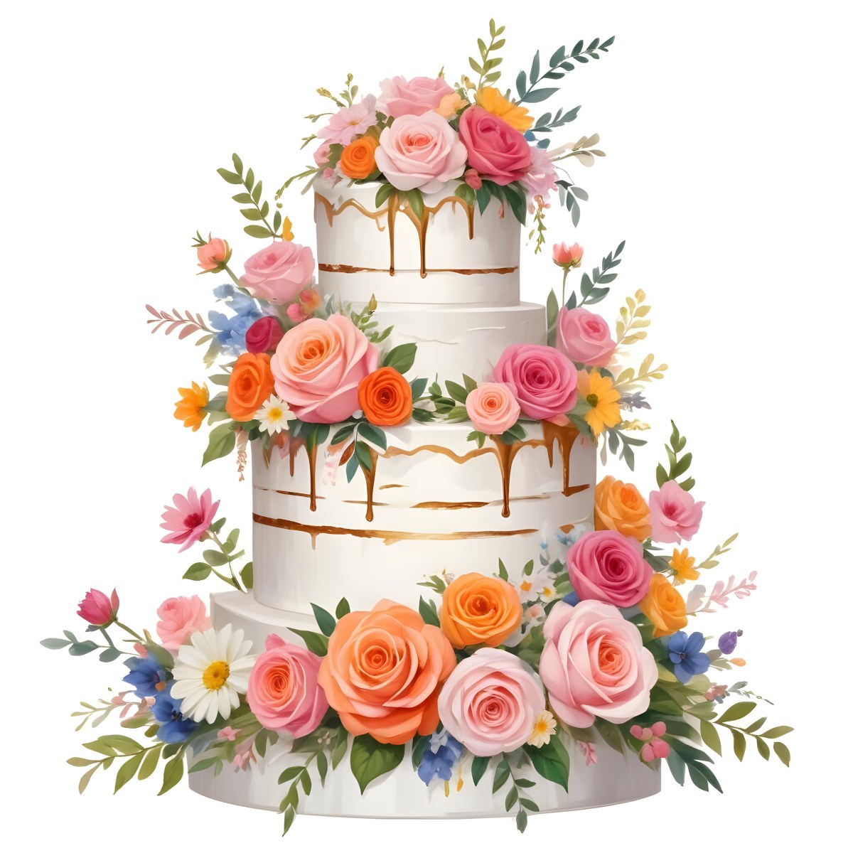 A Beautiful Multi Tiered Wedding Cake Decorated With An Assortment Of Pink Flowers Including Roses And Other Floral Elements 9 B482