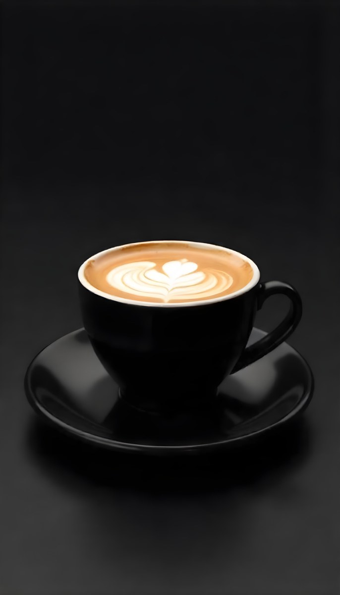 A Black Cup Of Coffee With Foam On A Black Plate Dark Background 10 B8e1