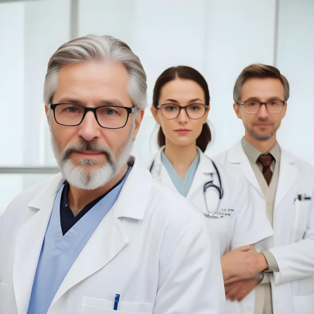 A Group Of Three Medical Professionals The Foreground Features