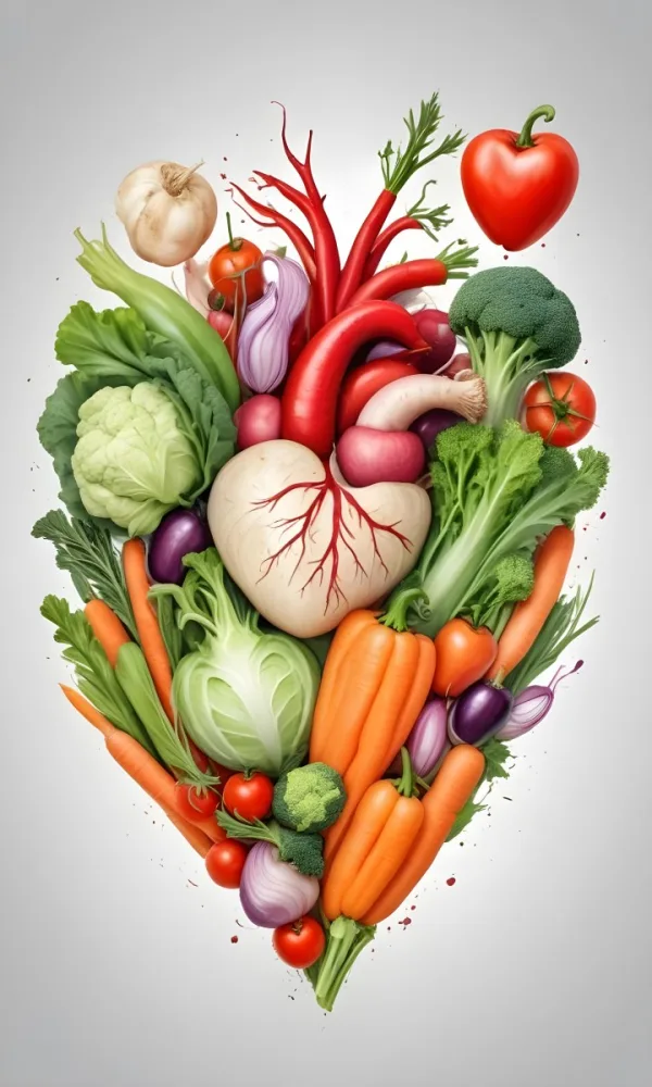 Digital Painting Heart Made Of Vegetables On A White Background Bold And Slim Lines Brush Strokes 1 3f1c