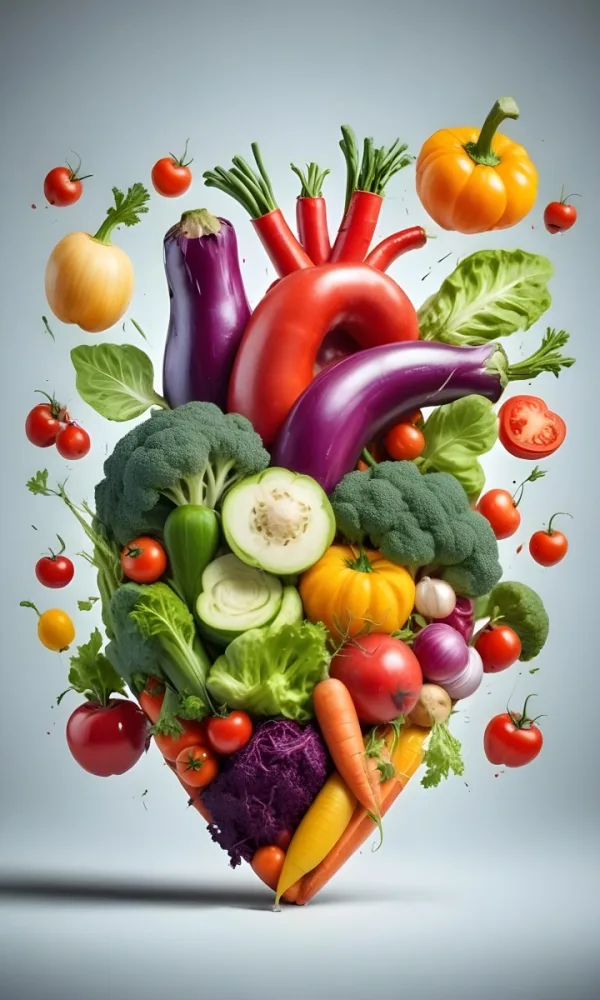 Digital Painting Heart Made Of Vegetables On A White Background Bold And Slim Lines Brush Strokes 24 3637