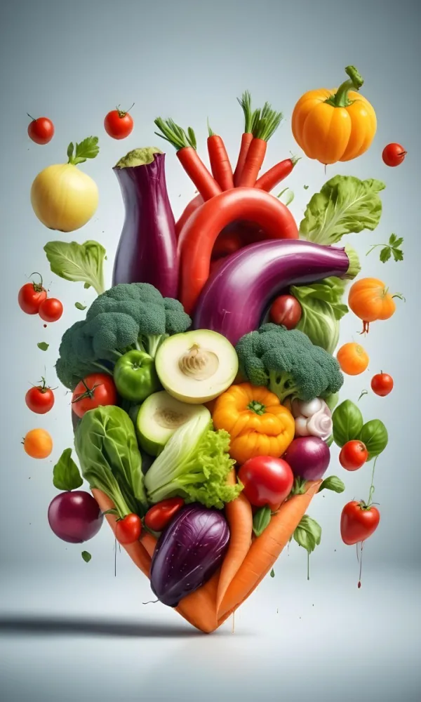 Digital Painting Heart Made Of Vegetables On A White Background Bold And Slim Lines Brush Strokes 27 A745