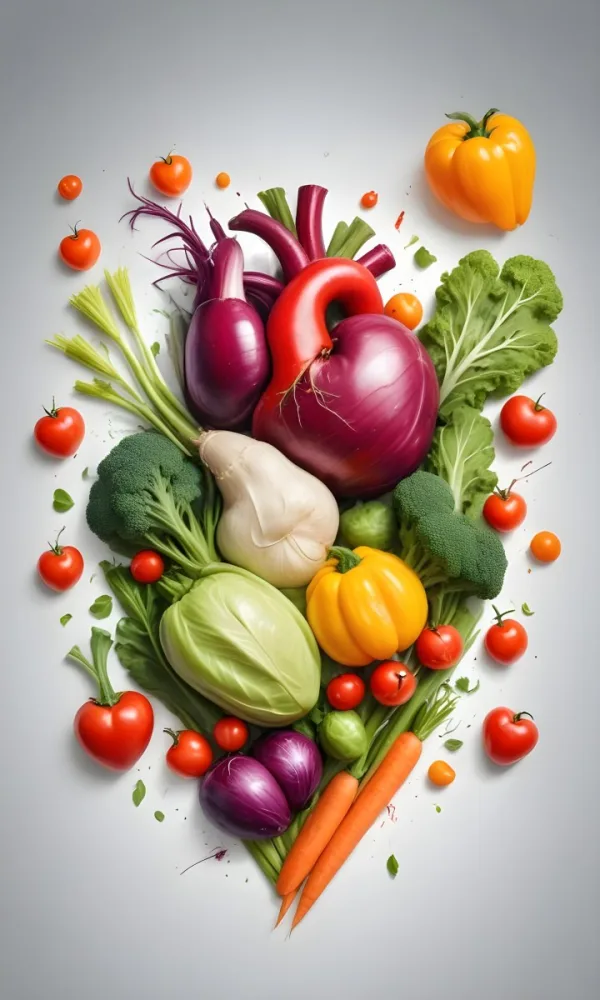 Digital Painting Heart Made Of Vegetables On A White Background Bold And Slim Lines Brush Strokes 29 995d
