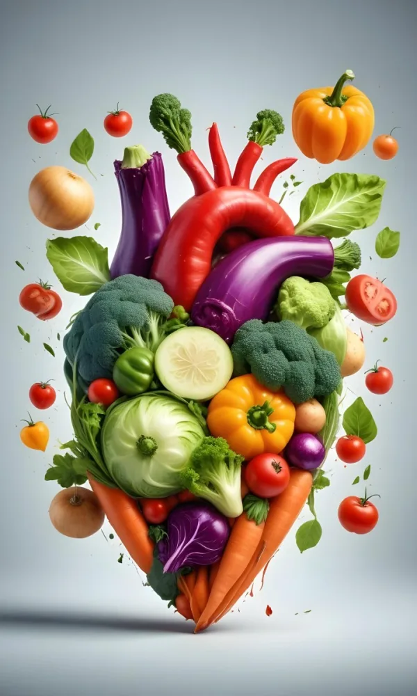 Digital Painting Heart Made Of Vegetables On A White Background Bold And Slim Lines Brush Strokes 30 F6e8