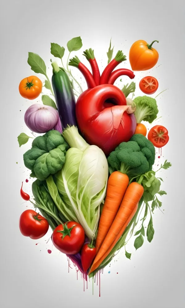 Digital Painting Heart Made Of Vegetables On A White Background Bold And Slim Lines Brush Strokes 4 9d65