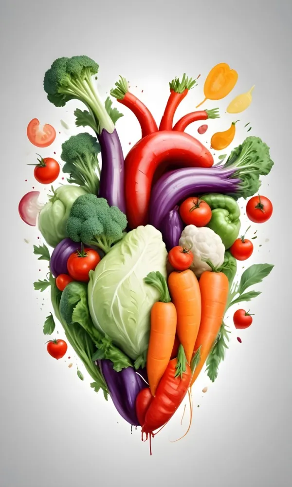 Digital Painting Heart Made Of Vegetables On A White Background Bold And Slim Lines Brush Strokes 5 Faf5