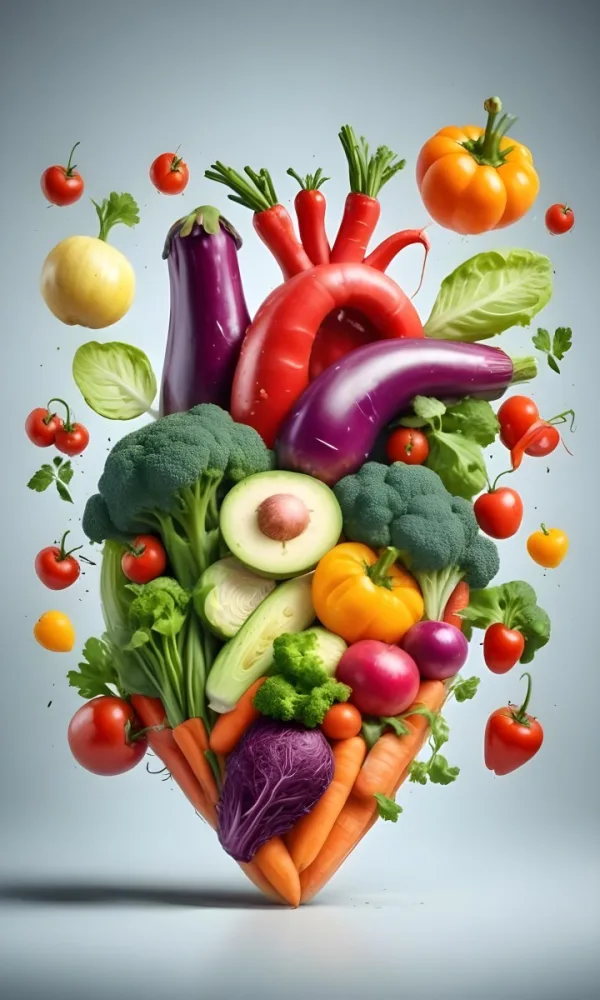 Digital Painting Heart Made Of Vegetables On A White Background Bold And Slim Lines Brush Strokes 8 86ba
