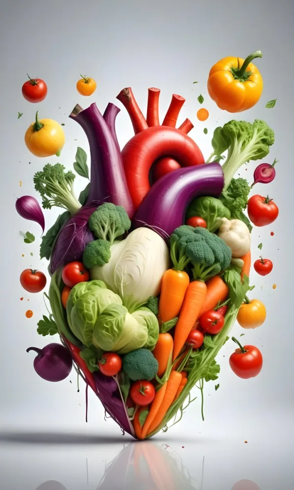 Digital Painting Heart Made Of Vegetables On A White Background Bold And Slim Lines Brush Strokes 9 8a82