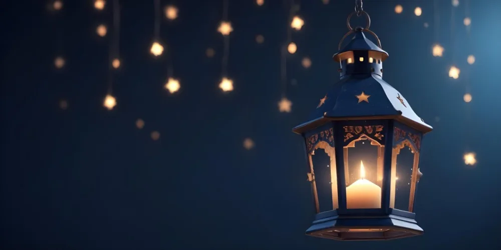 3d Model A Lantern With A Candle Inside Hanging From A Star With Bokeh Lights In A Dark Blue Background Figure Octane Render Volumetric Highly Detailed Videogame Aesthetic 39 63cb