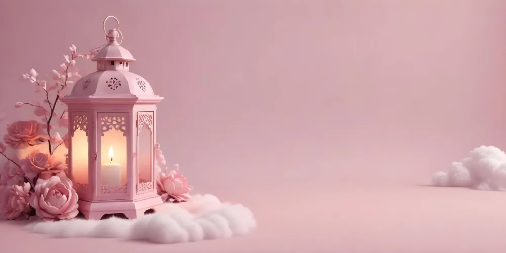 3d Model A Pink Lantern With Floral Details And A Candle Inside Surrounded By White Clouds On A Pink Background Figure Octane Render Volumetric Highly Detailed Videogame Aesthetic 1 F807