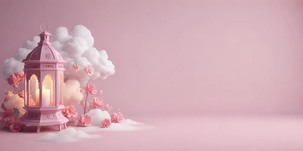 3d Model A Pink Lantern With Floral Details And A Candle Inside Surrounded By White Clouds On A Pink Background Figure Octane Render Volumetric Highly Detailed Videogame Aesthetic 25 Bf8e
