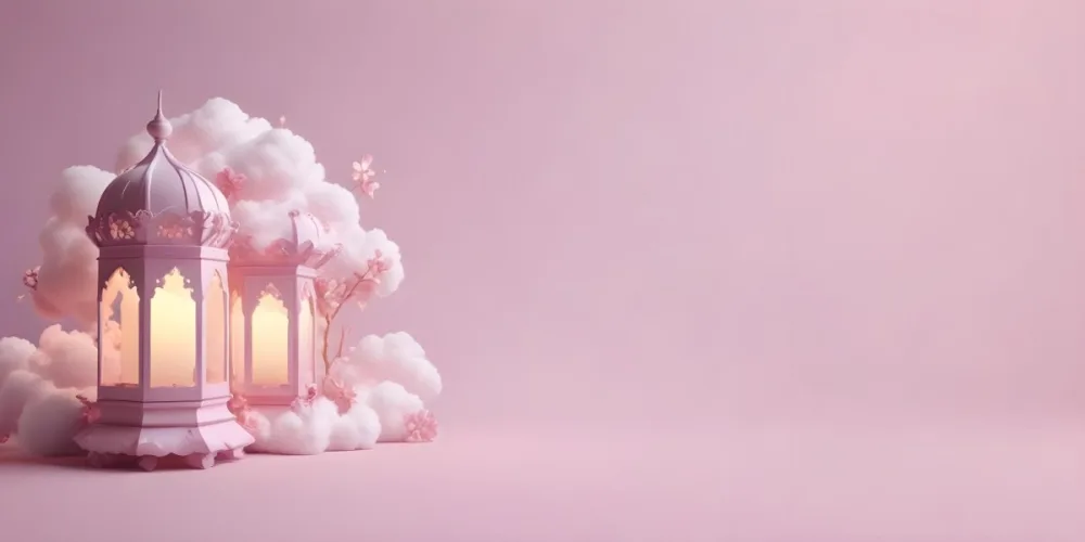 3d Model A Pink Lantern With Floral Details And A Candle Inside Surrounded By White Clouds On A Pink Background Figure Octane Render Volumetric Highly Detailed Videogame Aesthetic 39 192f