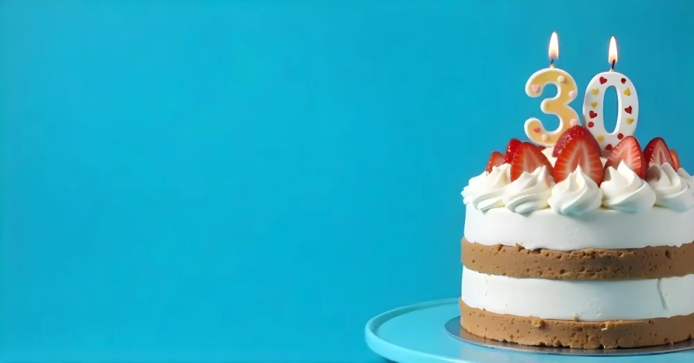 A Delicious Cake With Cream And Strawberries On Top On A Blue Plate With A Blue Background 17 2c81