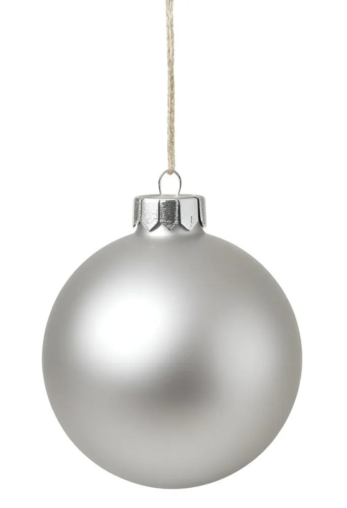 A Silver Christmas Ball Ornament With A White Top And A White String Isolated On A Golden Background 14 D57e