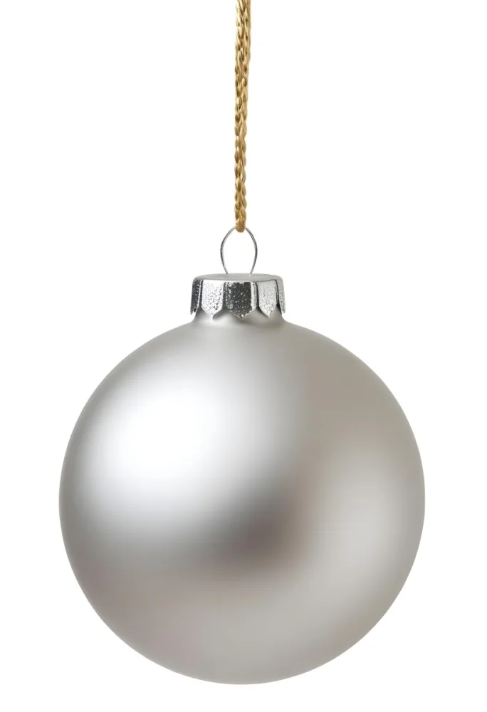 A Silver Christmas Ball Ornament With A White Top And A White String Isolated On A Golden Background 7 Dd03