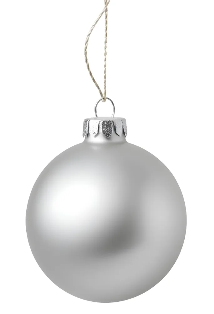 A Silver Christmas Ball Ornament With A White Top And A White String Isolated On A Golden Background 9 C529