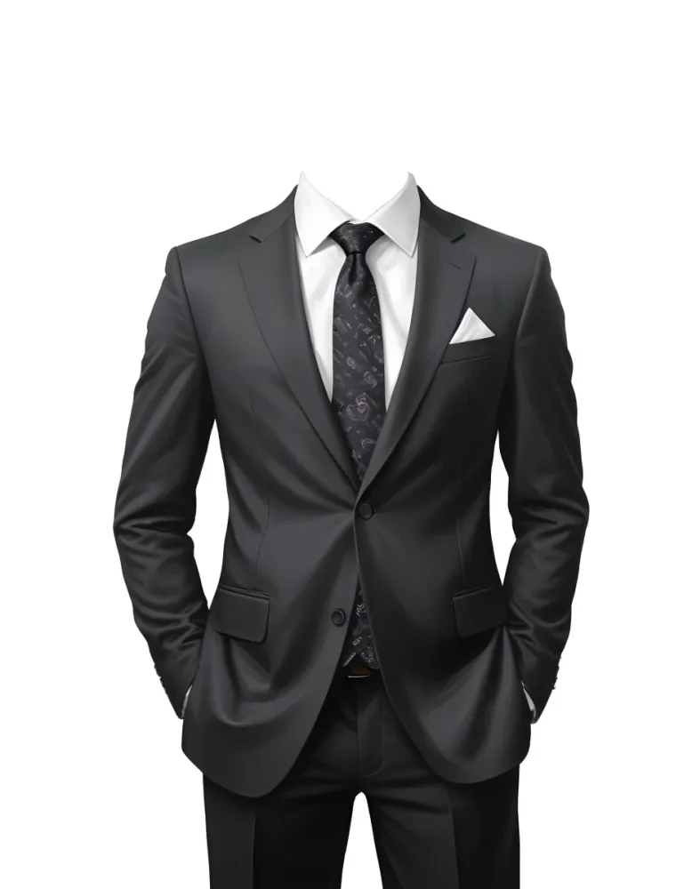 Digital Painting A Black Suit With A White Dress Shirt And A Patterned Tie Hands In Pockets With No Visible Head The Background Is Plain White Bold And Slim Lines Brush Strokes 21 50d1
