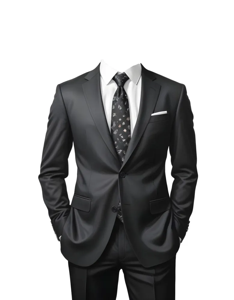 Digital Painting A Black Suit With A White Dress Shirt And A Patterned Tie Hands In Pockets With No Visible Head The Background Is Plain White Bold And Slim Lines Brush Strokes 3 8a7f