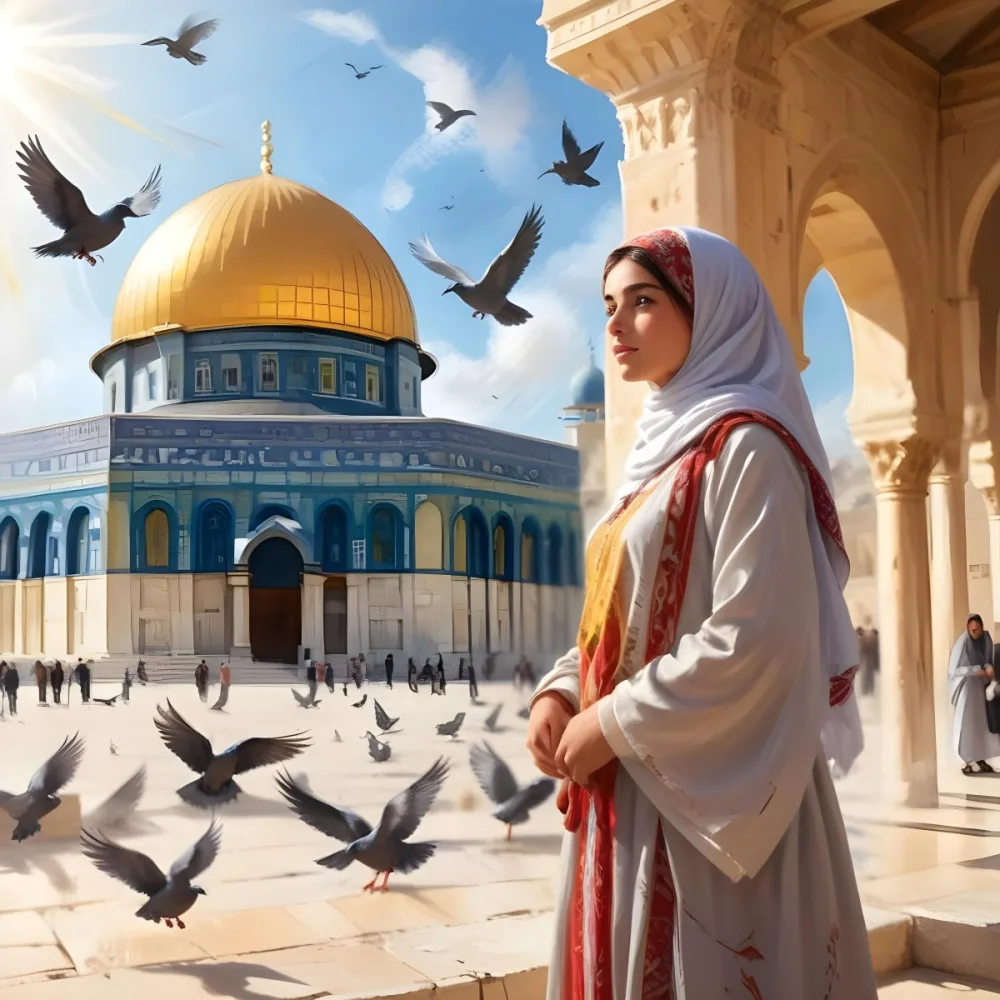 Digital Painting A Young Middle Eastern Girl Wearing Traditional