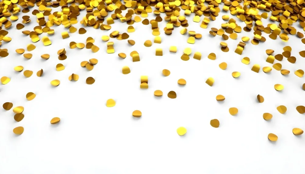 Golden Confetti Scattered On A White Surface Creating A Textured And Shimmering Effect Ideal For Festive Backgrounds Or Celebratory Designs With A Clean And Minimalist Aesthetic 13 1fd1