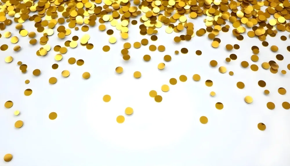Golden Confetti Scattered On A White Surface Creating A Textured And Shimmering Effect Ideal For Festive Backgrounds Or Celebratory Designs With A Clean And Minimalist Aesthetic 14 71e8
