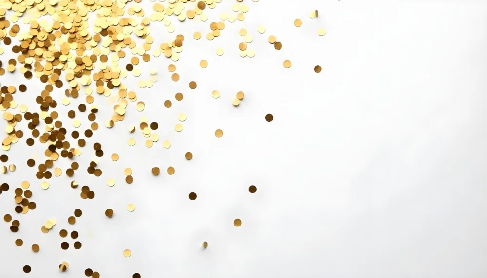 Golden Confetti Scattered On A White Surface Creating A Textured And Shimmering Effect Ideal For Festive Backgrounds Or Celebratory Designs With A Clean And Minimalist Aesthetic 6 01ba