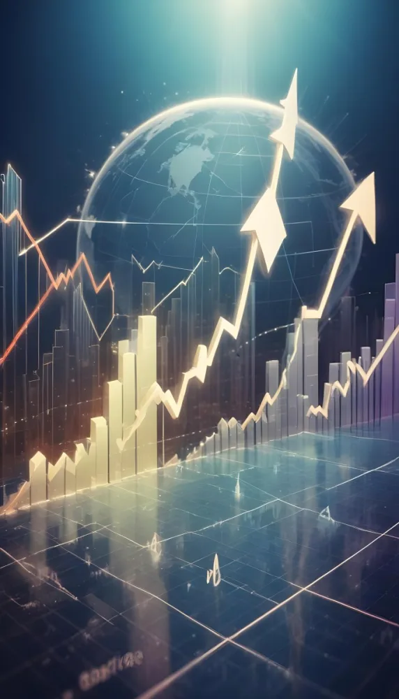 A Digital Illustration Depicting A Global Financial Market With A World Map Stock Charts And Financial Symbols Like Dollar Signs The Image Shows A Rising Trend Line And Upward Arrow Suggesting Growth And Economic Prog 10 Fe21