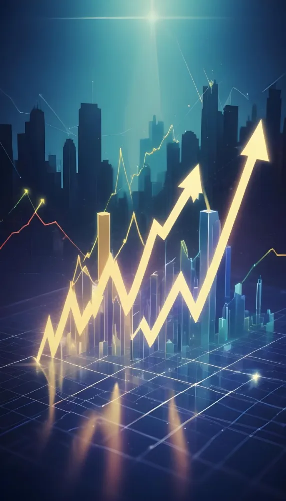 A Digital Illustration Depicting A Global Financial Market With A World Map Stock Charts And Financial Symbols Like Dollar Signs The Image Shows A Rising Trend Line And Upward Arrow Suggesting Growth And Economic Prog 15 1d79
