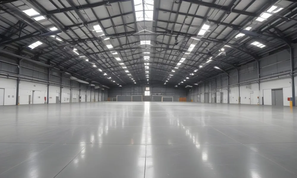 A Large Empty Industrial Warehouse With A High Ceiling Metal Floor And Metal Truss Structure 21 36e7