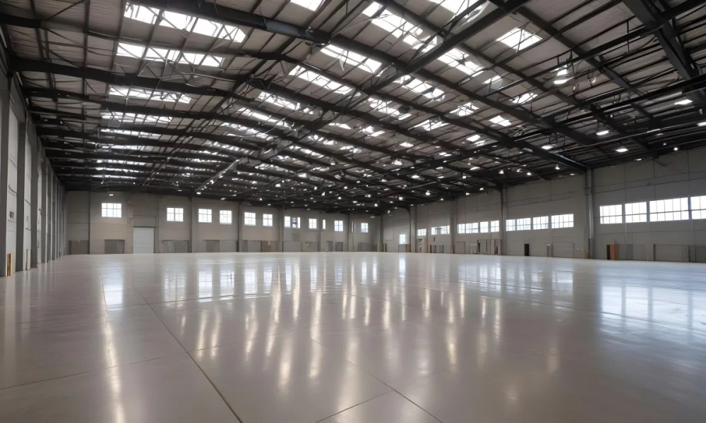 A Large Empty Industrial Warehouse With A High Ceiling Metal Floor And Metal Truss Structure 6 A0a5