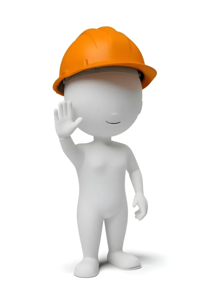 Minimal Soft Studio Light Photography A Small Stylized Humanoid Figure With A Smooth Featureless Surface Wearing An Orange Construction Helmet The Figure Is Standing Upright With One Hand Raised In A Waving Gesture 5 E2ec