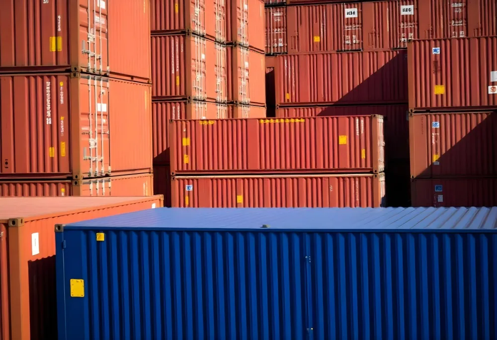 Stacks Of Colorful Shipping Containers In A Storage Yard 12 A935