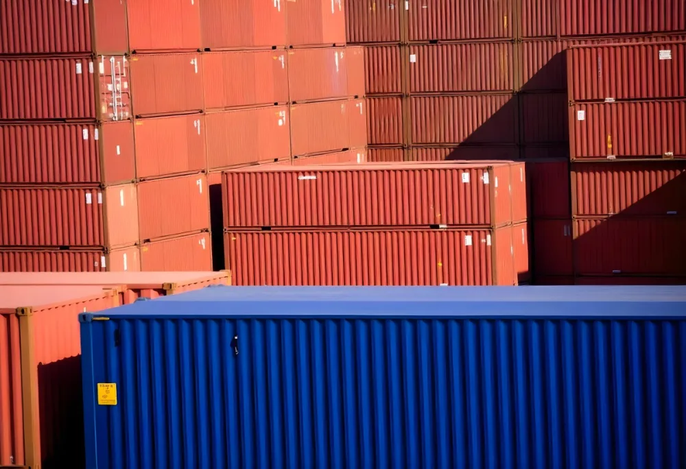 Stacks Of Colorful Shipping Containers In A Storage Yard 13 3d49