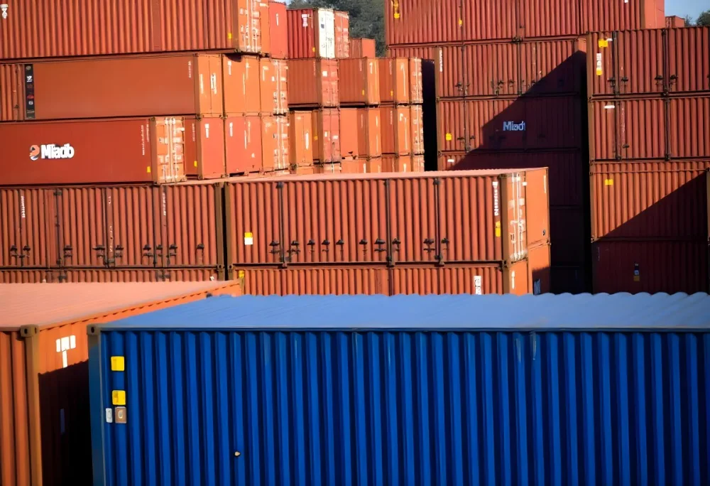 Stacks Of Colorful Shipping Containers In A Storage Yard 14 B794