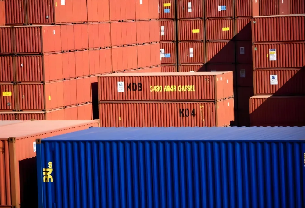 Stacks Of Colorful Shipping Containers In A Storage Yard 16 B509