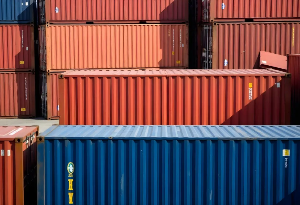 Stacks Of Colorful Shipping Containers In A Storage Yard 2 30de