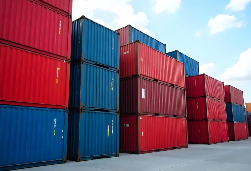 Stacks Of Colorful Shipping Containers In A Storage Yard 6 Eb60