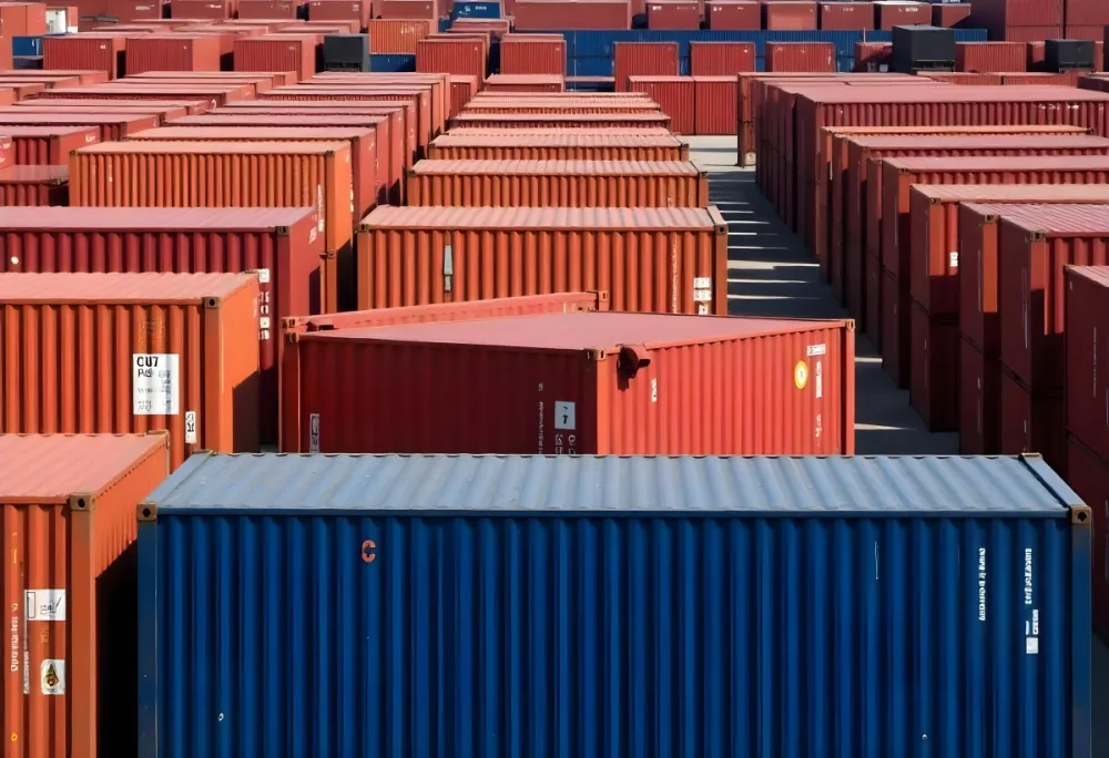 Stacks Of Colorful Shipping Containers In A Storage Yard 8 707a