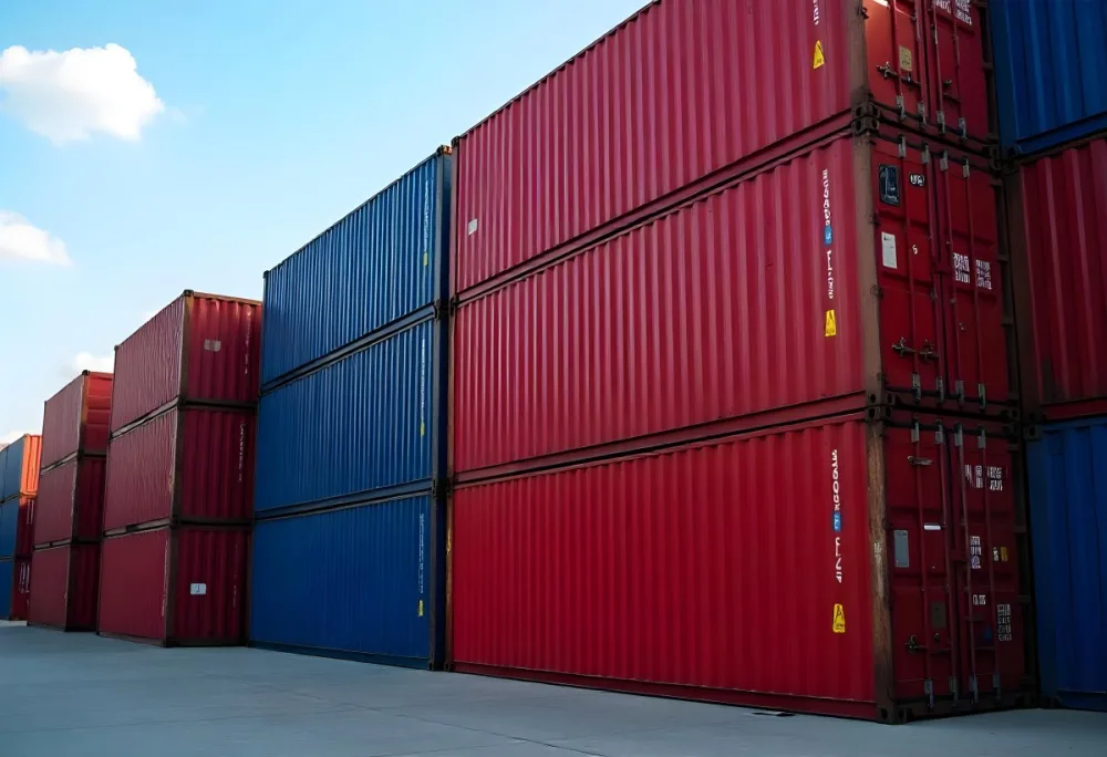 Stacks Of Colorful Shipping Containers In A Storage Yard 9 F324