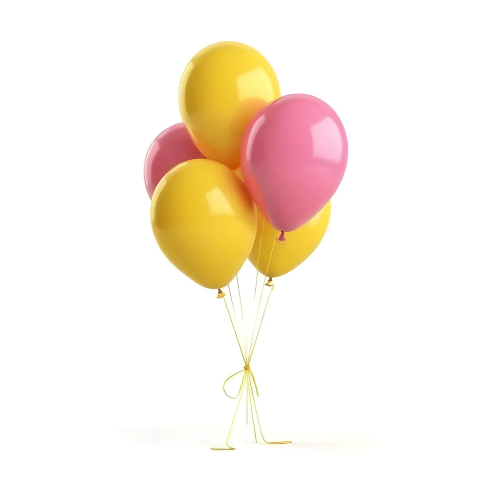 3d Model A Bunch Of Yellow And Pink Balloons Tied Together With Yellow Strings Isolated On A Yellow Background Minimalist Clean Bright Figure Octane Render Volumetric Highly Detailed Videogame Aesthetic 16 82f0