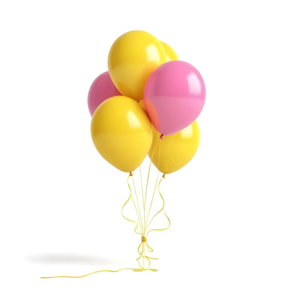 3d Model A Bunch Of Yellow And Pink Balloons Tied Together With Yellow Strings Isolated On A Yellow Background Minimalist Clean Bright Figure Octane Render Volumetric Highly Detailed Videogame Aesthetic 27 67f3