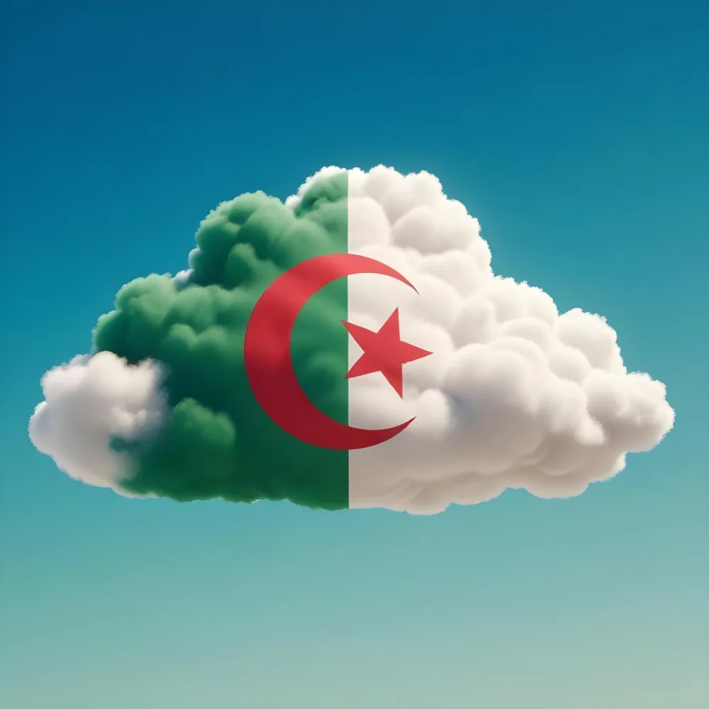 3d Model A Cloud With The Colors Of The Flag Of Algeria Green And White With A Red Crescent And Star In A Blue Sky Figure Octane Render Volumetric Highly Detailed Videogame Aesthetic 5 8b6f