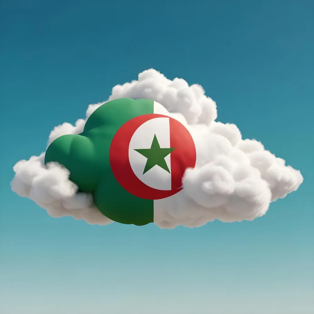 3d Model A Cloud With The Colors Of The Flag Of Algeria Green And White With A Red Crescent And Star In A Blue Sky Figure Octane Render Volumetric Highly Detailed Videogame Aesthetic 9 16cf