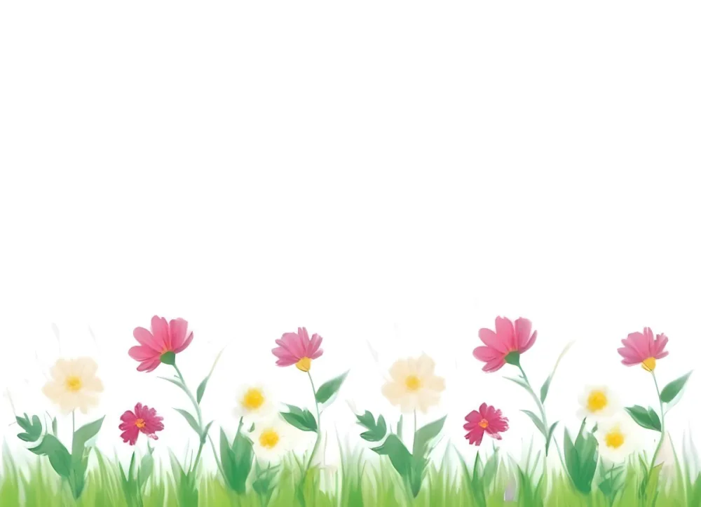 3d Model A Colorful Border Of Various Flowers Including Pink Blooms Set Against A Yellow Background With Green Grass At The Bottom Figure Octane Render Volumetric Highly Detailed Videogame Aesthetic 9 2e0c