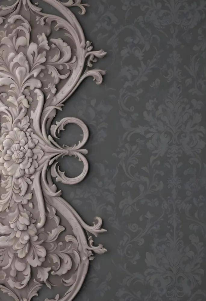 3d Model A Decorative Gray And White Damask Pattern With Ornate Floral And Scroll Designs Figure Octane Render Volumetric Highly Detailed Videogame Aesthetic 8 C37a
