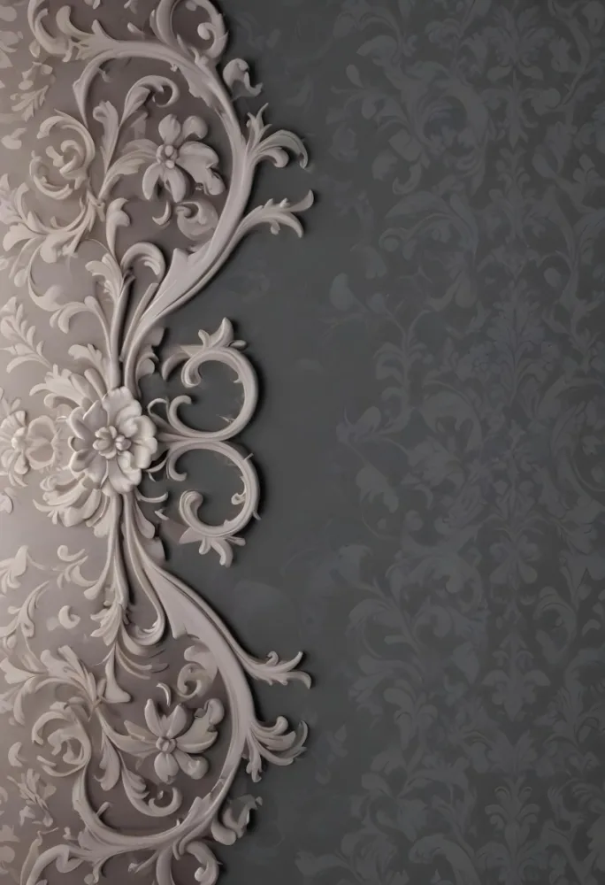 3d Model A Decorative Gray And White Damask Pattern With Ornate Floral And Scroll Designs Figure Octane Render Volumetric Highly Detailed Videogame Aesthetic 9 A086