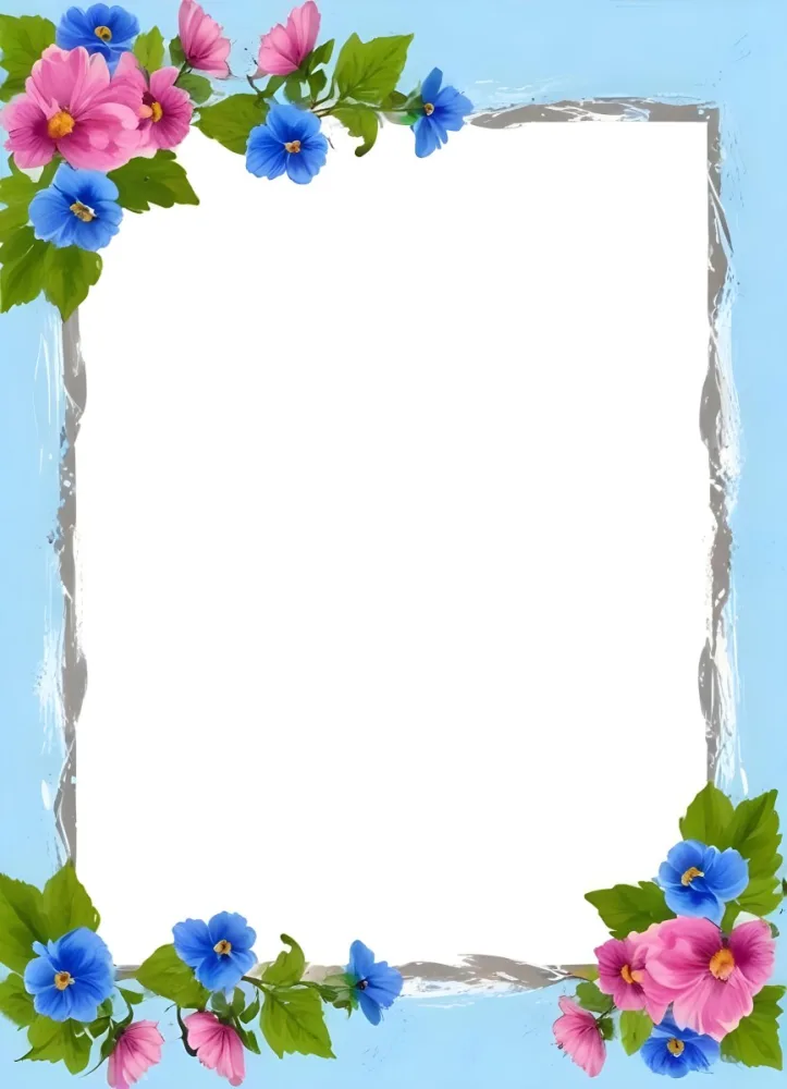 3d Model A Frame With Blue And Pink Flowers On A Light Blue Background Figure Octane Render Volumetric Highly Detailed Videogame Aesthetic 23 1a94